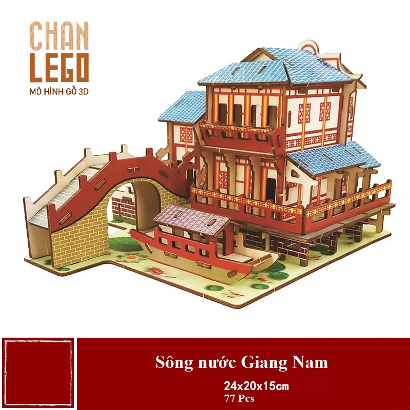 Lắp ráp mô hình gỗ 3D sông nước Giang Nam quà tặng độc đáo cho bé phát triển tính sáng tạo