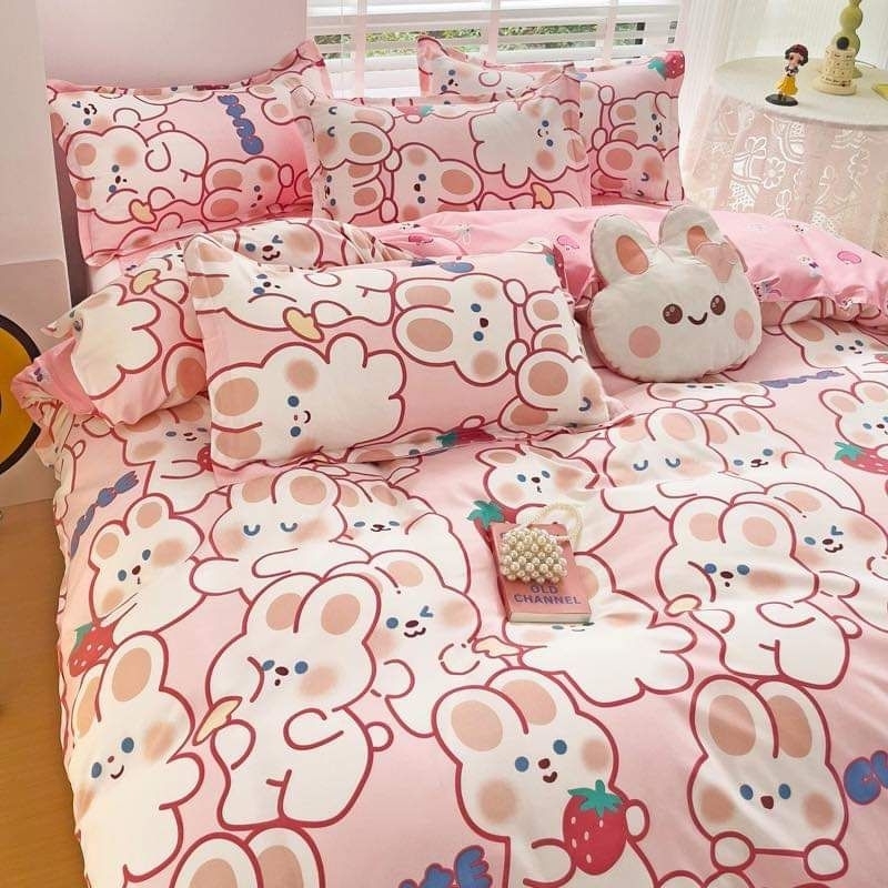 Bộ ga gối 3 món poly cotton 1m6. 1m8