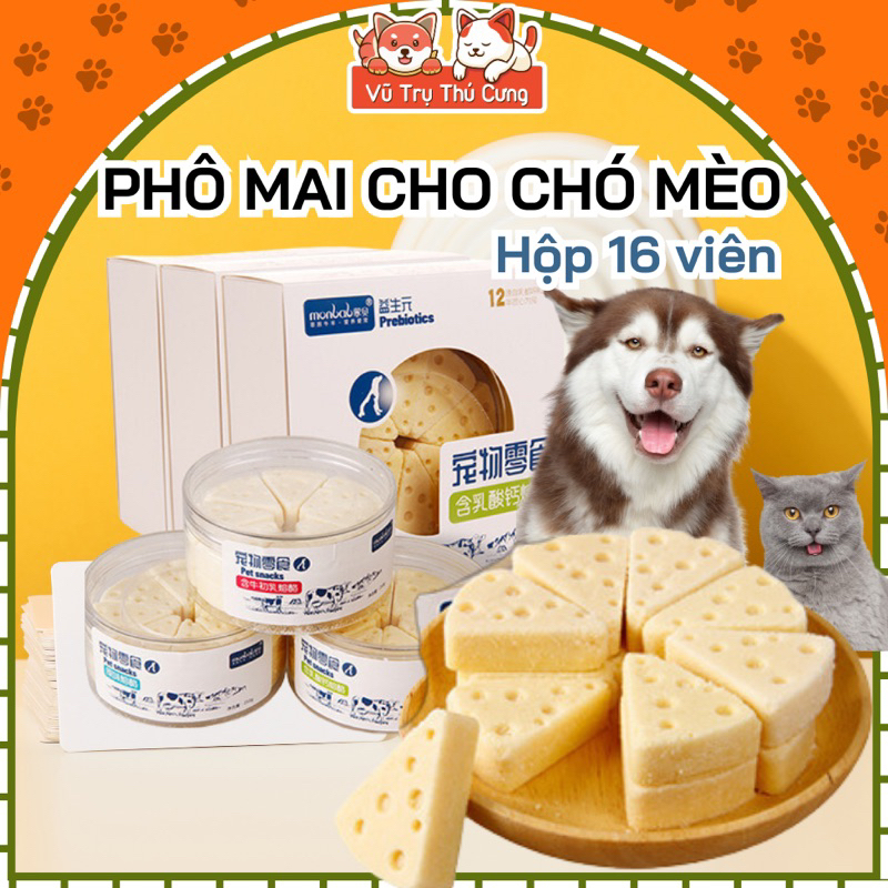 Phô mai viên Monbab cho Chó mèo,hộp 16 viên, bổ sung Canxi
