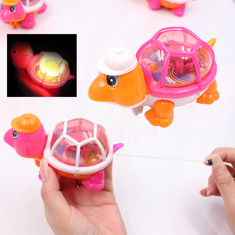 Đồ Chơi Kéo Dây Cót Hình Con Rùa Đội Mũ Đáng Yêu Có Đèn Led, Rùa Chạy Dây Cót Có Đèn Nhấp Nháy , Đồ Chơi Trẻ Em 2-5 tuổi
