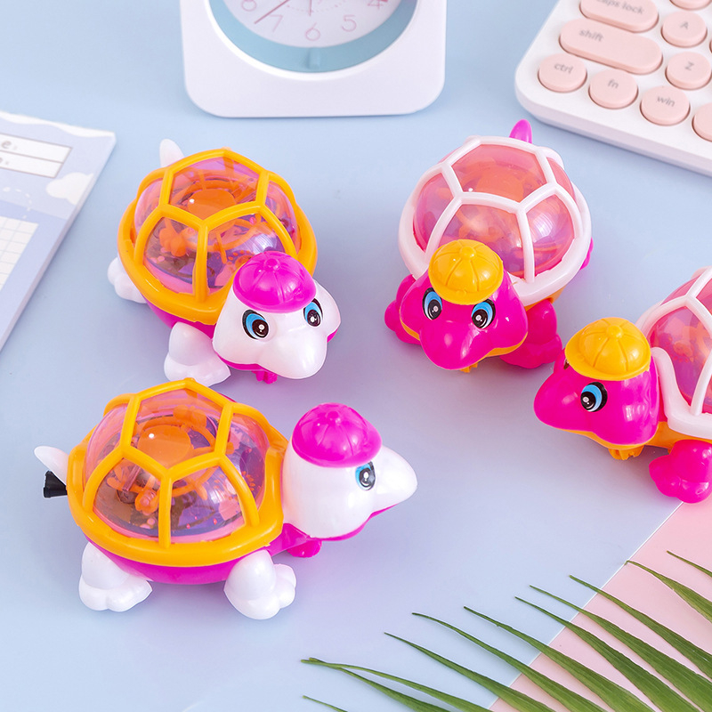 Đồ Chơi Kéo Dây Cót Hình Con Rùa Đội Mũ Đáng Yêu Có Đèn Led, Rùa Chạy Dây Cót Có Đèn Nhấp Nháy , Đồ Chơi Trẻ Em 2-5 tuổi