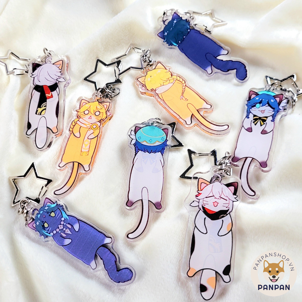 Móc khóa DELUXE Genshin Impact Mèo  Xiao, Kazuha, Venti, Aether