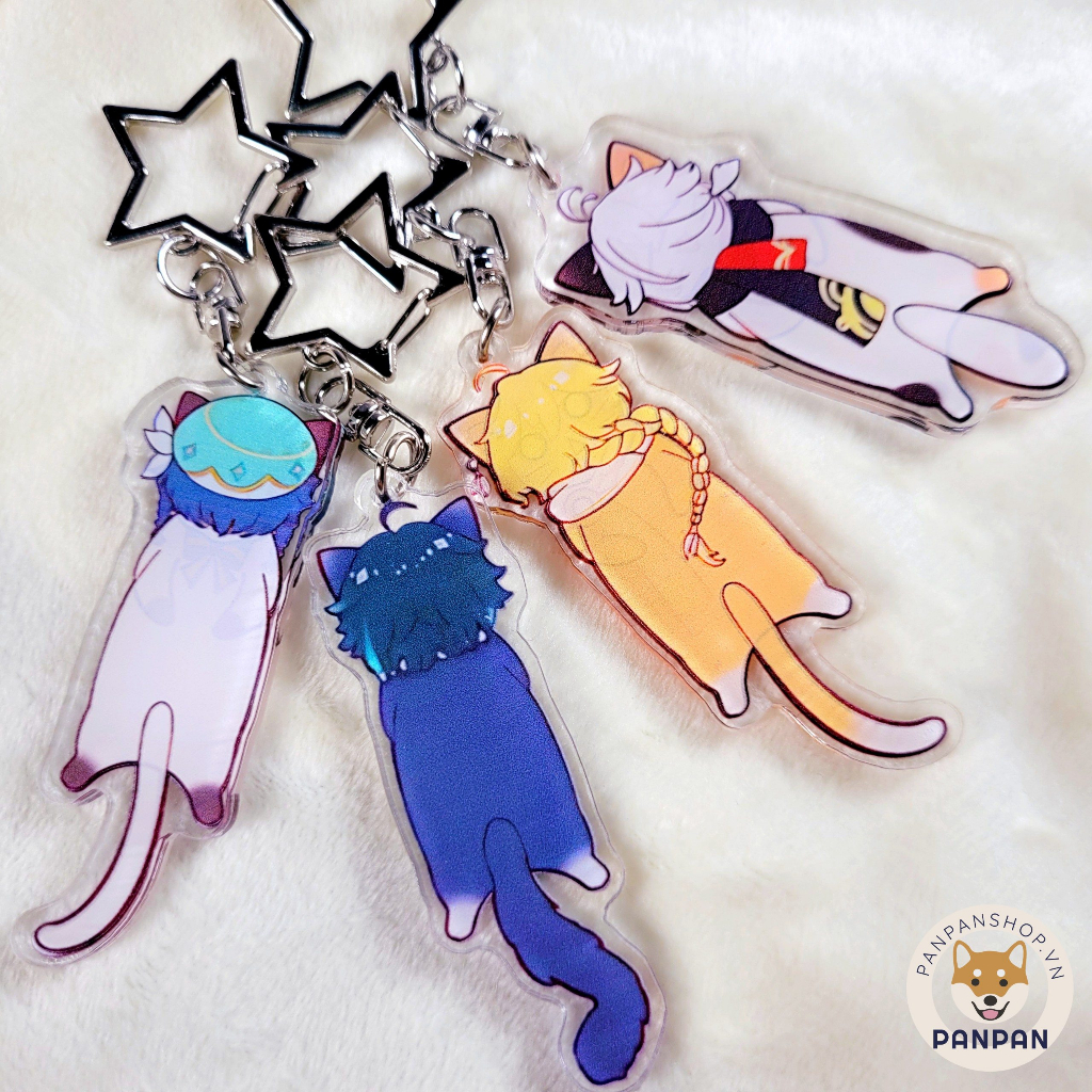 Móc khóa DELUXE Genshin Impact Mèo  Xiao, Kazuha, Venti, Aether