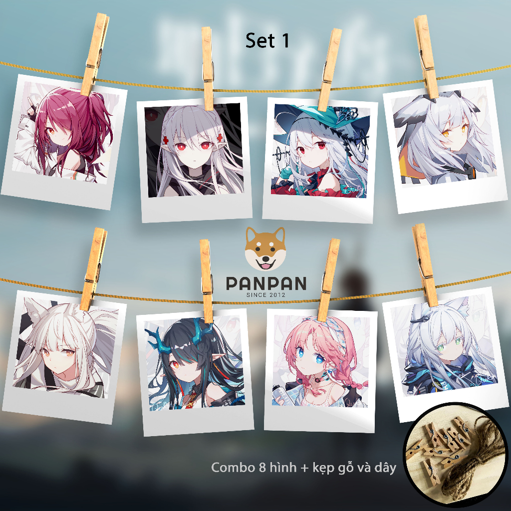 Combo 8 ảnh card lomo trang trí Arknights (tặng kèm dây và kẹp) Exusiai, Skadi, Hoshiguma