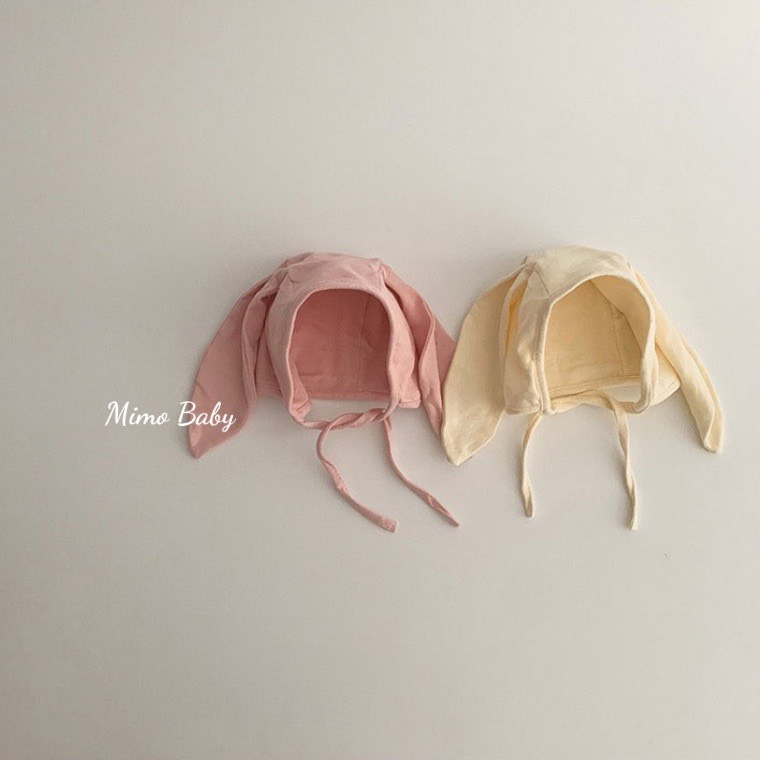 Mũ nón cotton 2 lớp buộc dây tai thỏ dài siêu đáng yêu cho bé