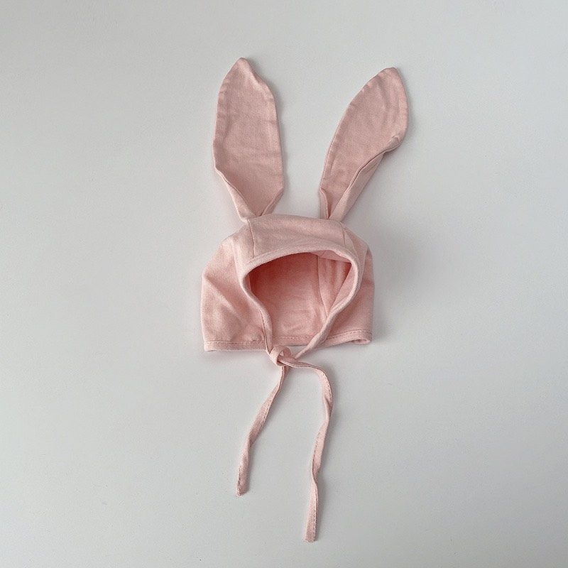 Mũ nón cotton 2 lớp buộc dây tai thỏ dài siêu đáng yêu cho bé