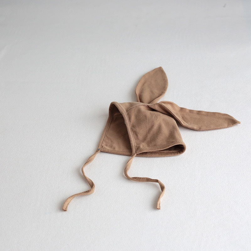 Mũ nón cotton 2 lớp buộc dây tai thỏ dài siêu đáng yêu cho bé