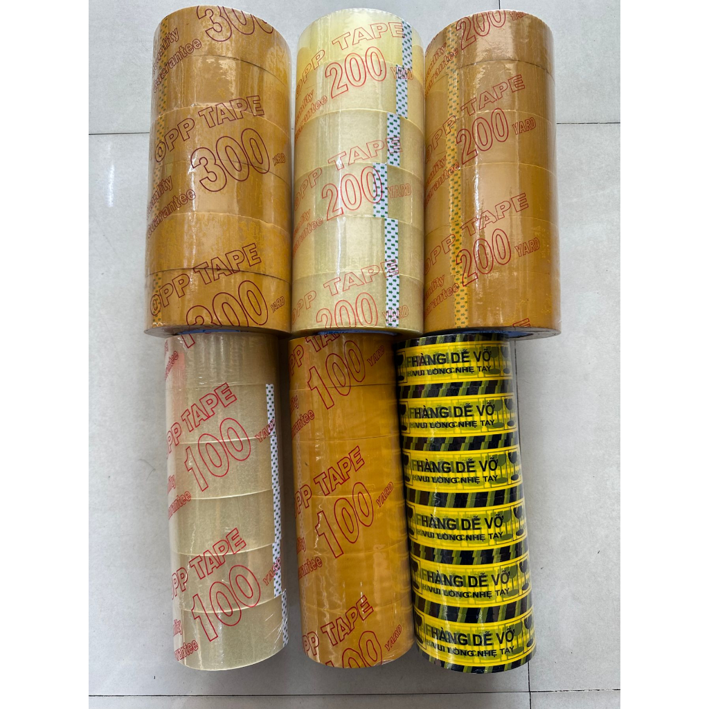COMBO giá rẻ 1 cây  băng keo trong, đục loại 100YARD, 200YARD, 300YARD, băng keo hàng dễ vỡ, keo gói hàng