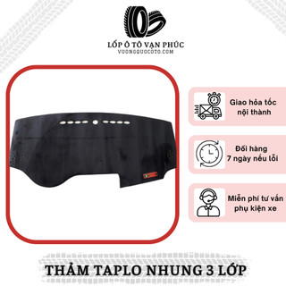 Thảm taplo nhung 3 lớp màu đen chất liệu nhung lông cừu đế có chống trượt, chuẩn form xe- lốp ô tô vạn phúc