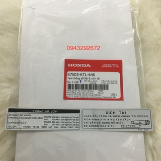 Tem thông số lốp, hộp xích wave a, ws, rs, rsx 100 honda