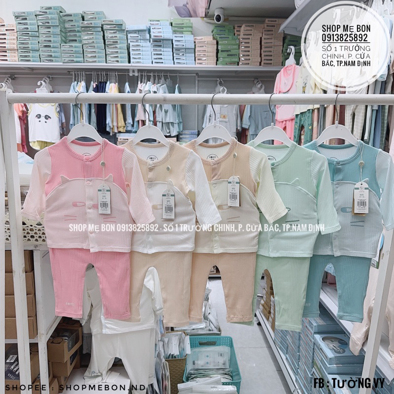 Bộ Hrnee sơ sinh cài giữa Meo meo