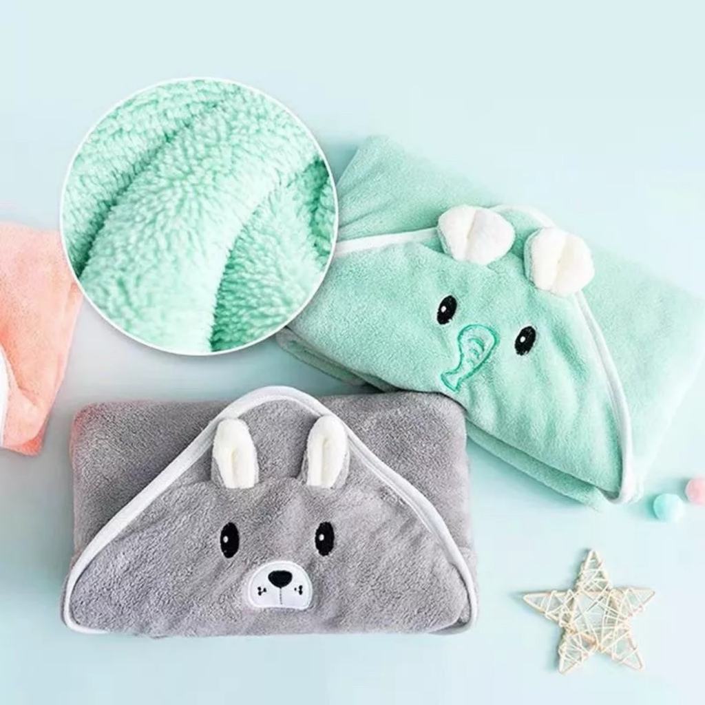 Chăn Ủ Lông Tuyết Quấn Bé Sơ Sinh Có Mũ Hình Thú