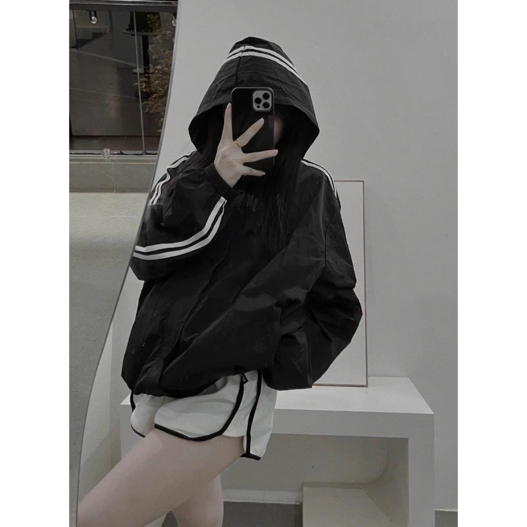 Áo khoác gió nam nữ, Áo gió thể thao sọc tay có mũ chống gió chống nước KHÔNG KÈM TÚI - Zun Shop