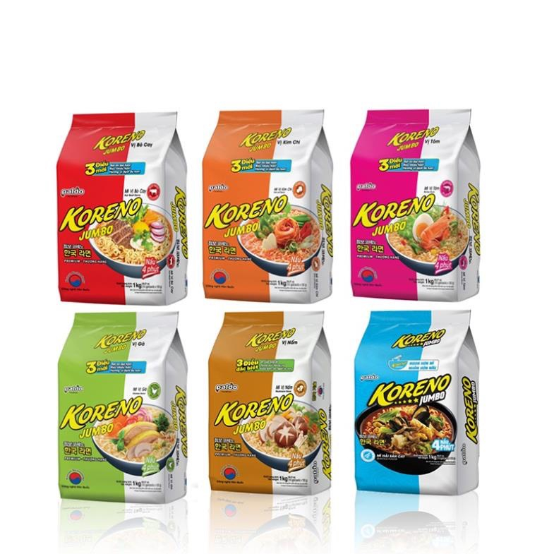Mì Koreno Jumbo Hàn Quốc Bò Cay/Kim Chi/Gà/ Tôm bịch/Nấm/Hải sản 100G