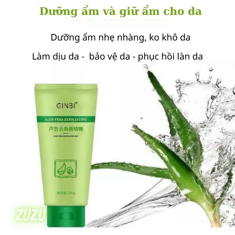 Gel Tẩy Tế Bào Chết Da Mặt GINBI Chiết Xuất Nha Đam Làm Sạch Da Bã Nhờn Bụi Bẩn 100g