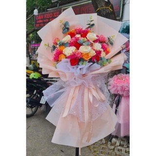 Bó hoa sáp cao cấp mix hoa 7 lớp