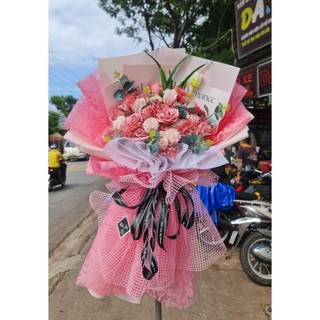 Hoa sáp tông hồng nude mix tulip