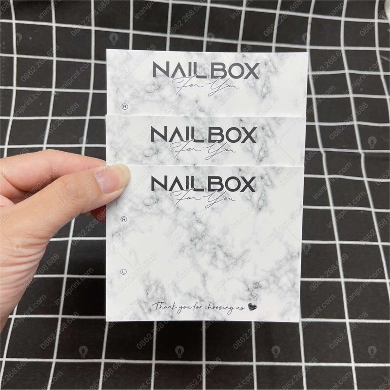 Bìa Nailbox gắn móng giả, Thẻ Nail box gắn móng,size 9*11cm,in 1 mặt,giấy C300