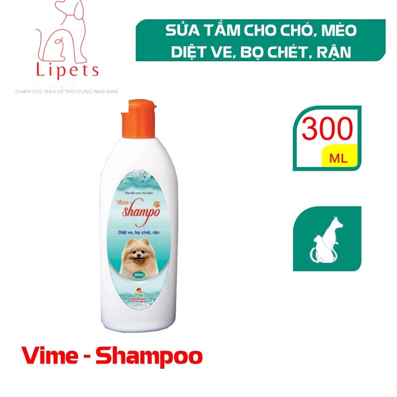 SỮA TẮM VIME SHAMPO CHO CHÓ MÈO DIỆT VE BỌ CHÉT RẬN 300ml