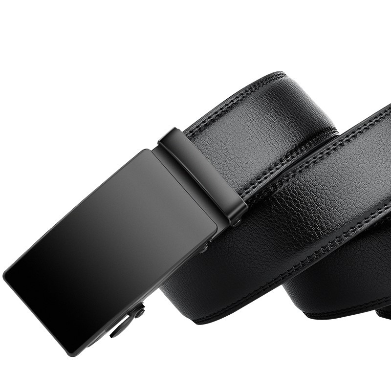Thắt lưng nam, thắt lưng da chất đẹp, khóa tự động cao cấp, mặt đen bóng thời trang nam tính lịch lãm