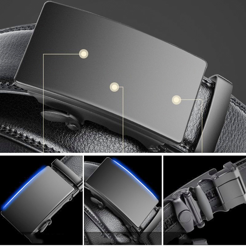 Thắt lưng nam, thắt lưng da chất đẹp, khóa tự động cao cấp, mặt đen bóng thời trang nam tính lịch lãm