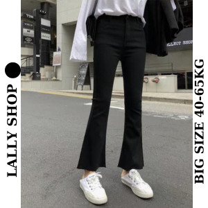 Quần ống loe cạp cao chất kaki giả bò dày dặn co giãn tốt mix đồ cực xinh
