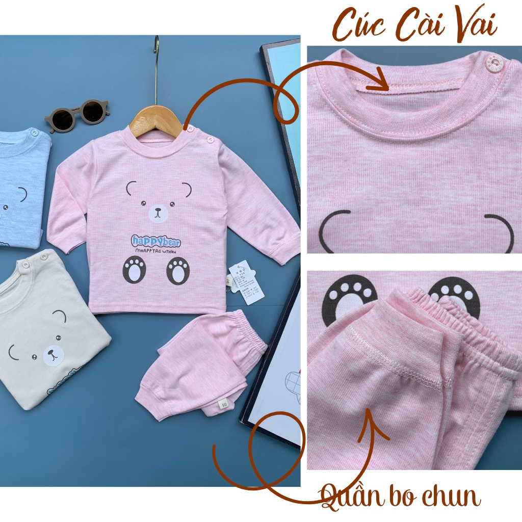 Quần áo thu đông cho bé, bộ thu đông cotton bé trai, bé gái từ 10 - 18Kg.