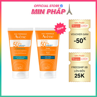 Kem Chống Nắng Avene Mattifying Cleanance, Avene Dry Toucher Fluide SPF50+ 50ml Cho Da Dầu, Da Khô, Da Nhạy Cảm Từ Min P