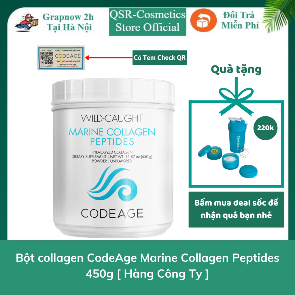 Bột collagen CodeAge Marine Collagen Peptides 450g [ Hàng Công Ty ]