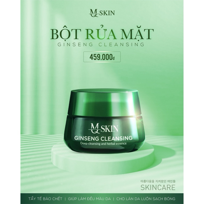 MQ Skin - Bộ sản phẩm tái tạo da nhân sâm 80ml, bột rửa mặt tinh chất nhuỵ hoa nghệ tây 120g