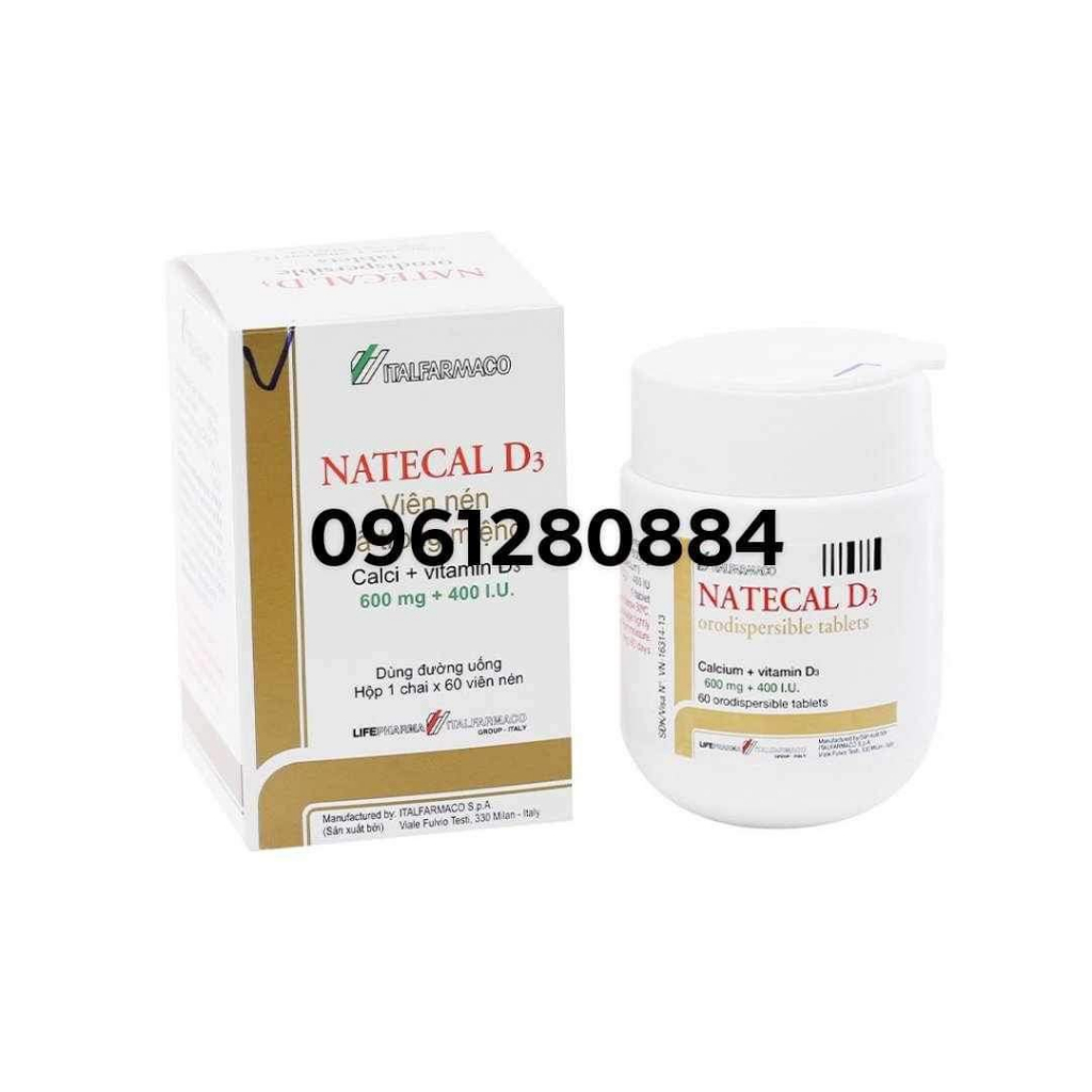 NATECAL D3 bổ sung canxi và vitamin D3 lọ 60 viên