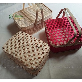 Giỏ tre đi picnic, chụp ảnh, đựng đồ; Hộp tre để quà tặng, biếu đan đẹp
