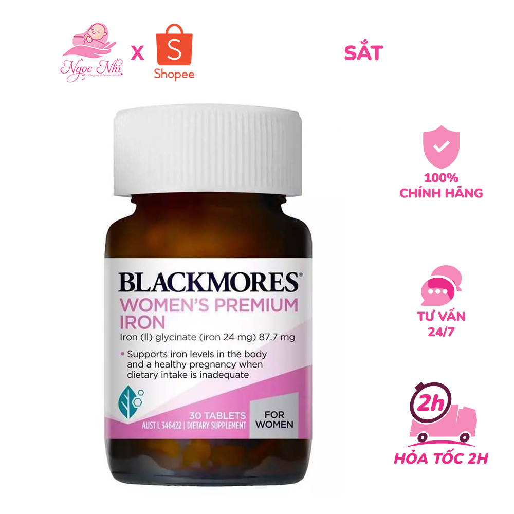 Sắt Dạng Viên Cho Bà Bầu Không Gây Táo Bón Blackmore 30 Viên