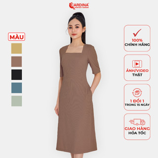 Đầm Nữ 𝐂𝐀𝐑𝐃𝐈𝐍𝐀 Chất Tăm Lạnh Cổ Vuông Tay Lỡ Dáng Basic Trẻ Trung 3VAD01