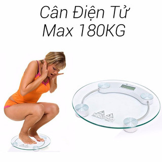Cân sức khoẻ tròn 180kg kính cường lực, cân điện tử loại tốt - cân tròn 180kg trong suốt