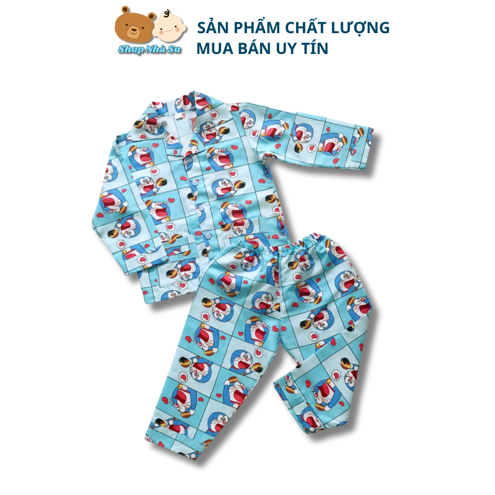 Pijama Vải Kate thái cho bé mẫu Hoạt hình ngộ nghĩnh size 10-20kg