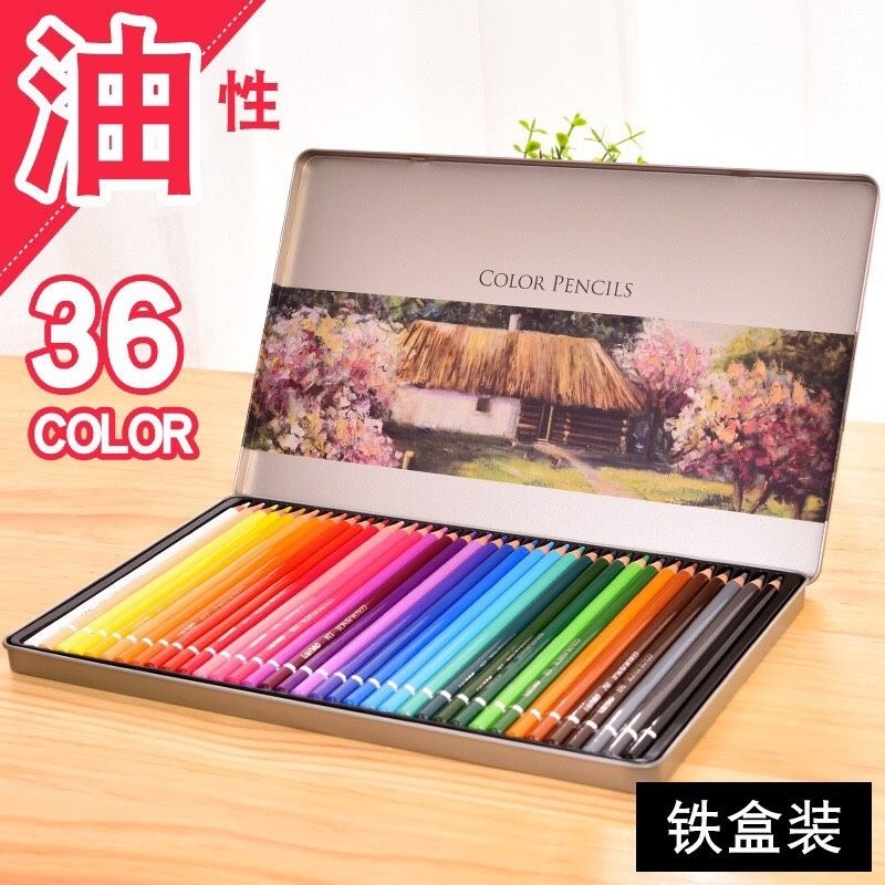 Hàng Chính Hãng Chì Màu Khô Hộp Thiếc DELI 24/36/48/72 Màu