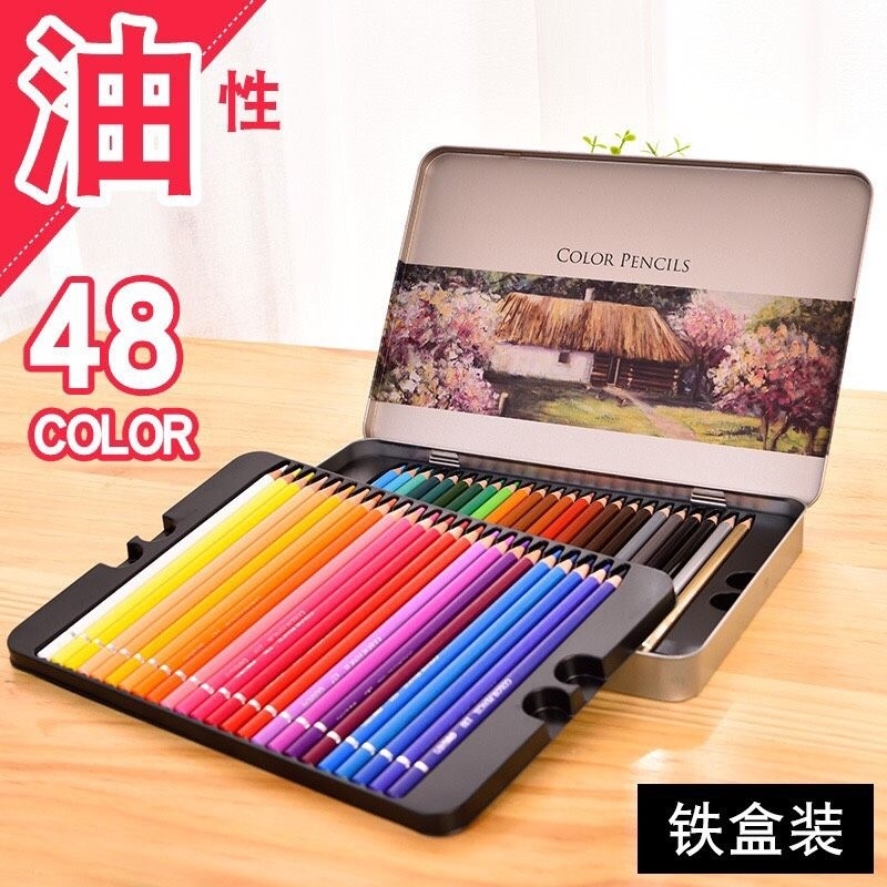 Hàng Chính Hãng Chì Màu Khô Hộp Thiếc DELI 24/36/48/72 Màu