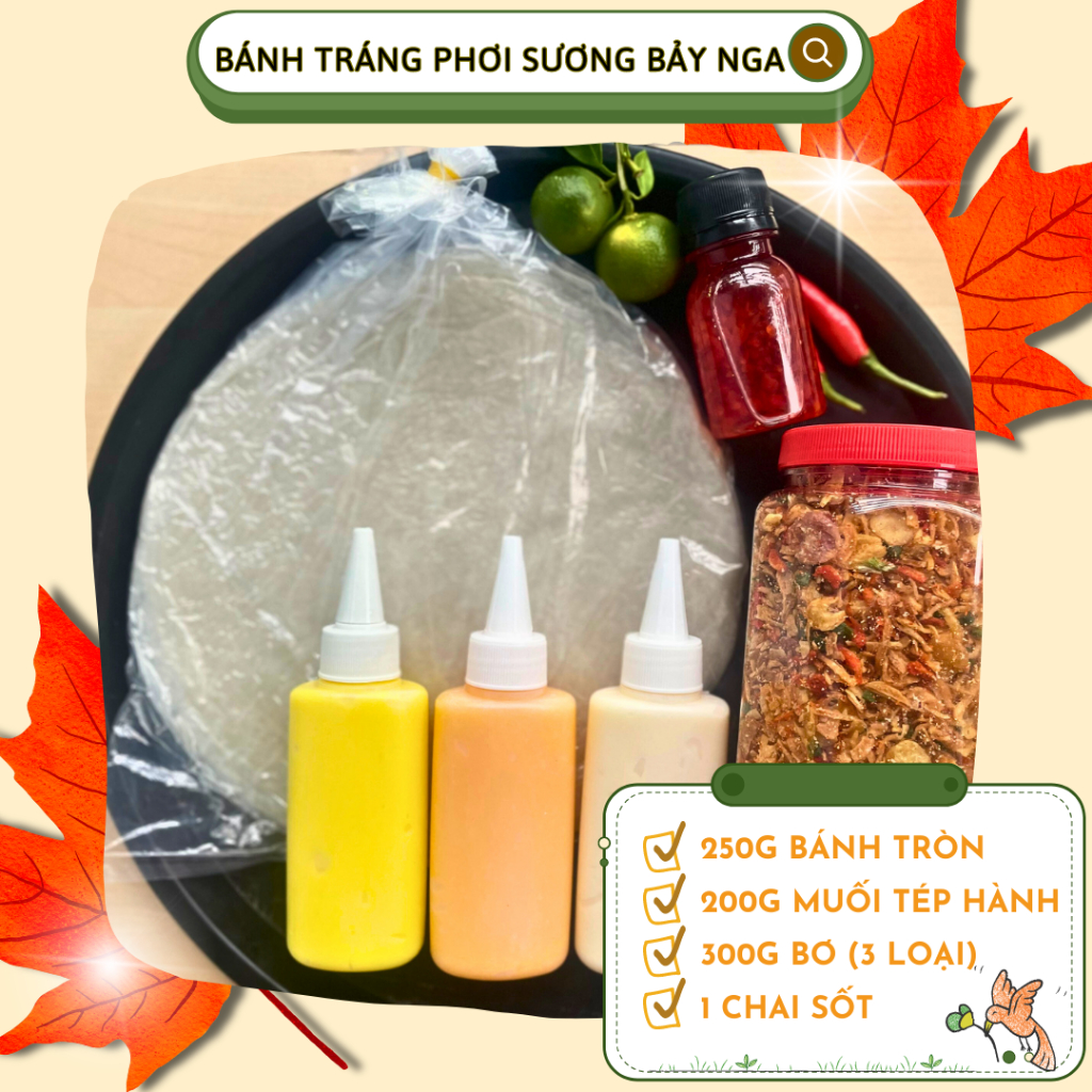 Combo bánh tráng muối tép hành + BƠ 3 VỊ