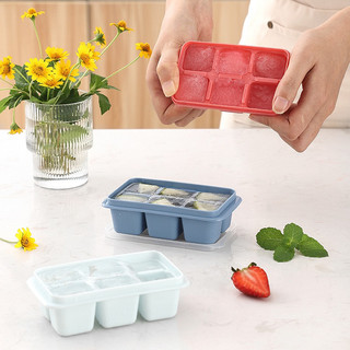 Khay làm đá silicon 6 ô mini có nắp đậy kháng khuẩn chống mùi - Khay đựng đá tủ lạnh silicone