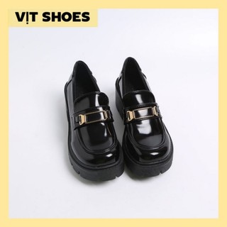 Giày oxford độn đế loafer đế cao khuy khoá ngang ullzang 2023