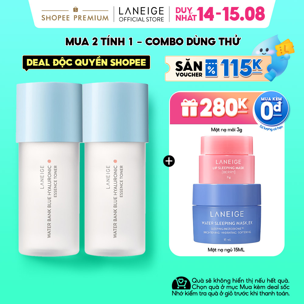 Bộ 2 Nước Cân Bằng Dưỡng Ẩm Da Thường Và Da Khô Laneige WaterBank BlueHA Toner 50ml
