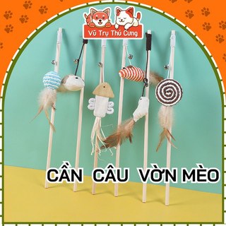 Đồ chơi Cần câu vờn mèo que gỗ