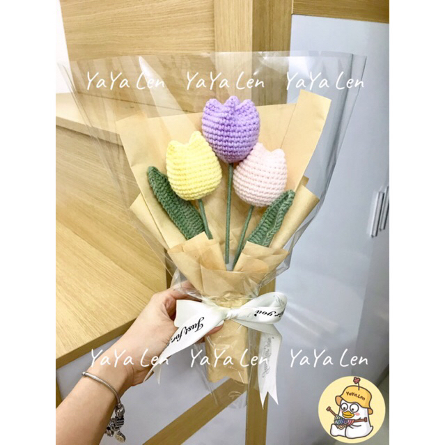 Hoa Tulip Làm Từ Len Cao Cấp, Nhiều Màu, Nhiều Kiểu Xinh Xắn, Dùng Trang Trí Nhà Cửa, Bàn Học, Bàn Làm Việc - L07