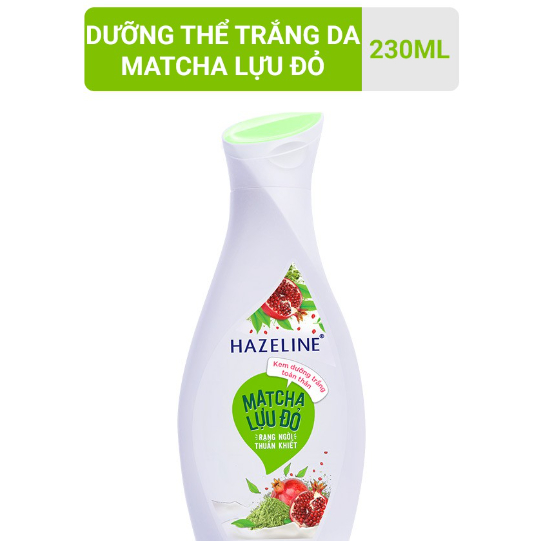 Sữa dưỡng thể Hazeline dưỡng trắng da Matcha-Lựu đỏ 230 ml