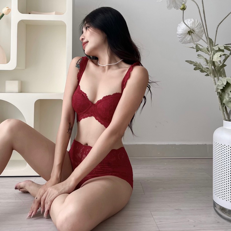 Bộ nội y đỏ thuần đẹp MELINGERIE (mút mỏng/nâng)