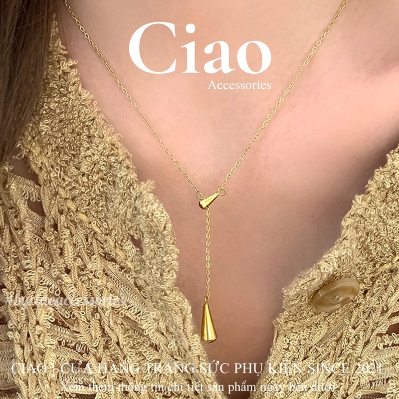 Dây chuyền/ Vòng cổ titan không gỉ thiết kế hình giọt nước đơn giản Navara Ciao