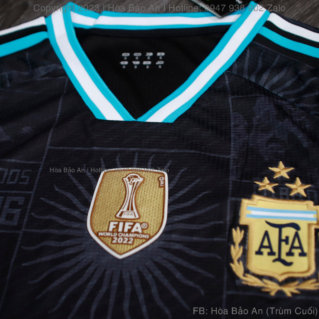Bộ Quần Áo bóng Đá Tuyển Argentina 23/24 màu Xanh Than - Vải Thái Chuẩn Áo Thi Đấu