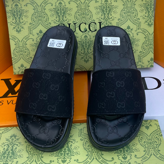 Các Mẫu Dép Nam LoGo Khắc Laze Mặt PU Quai Da Dép Quai Ngang Thời Trang   Hottrend  Size 38-43