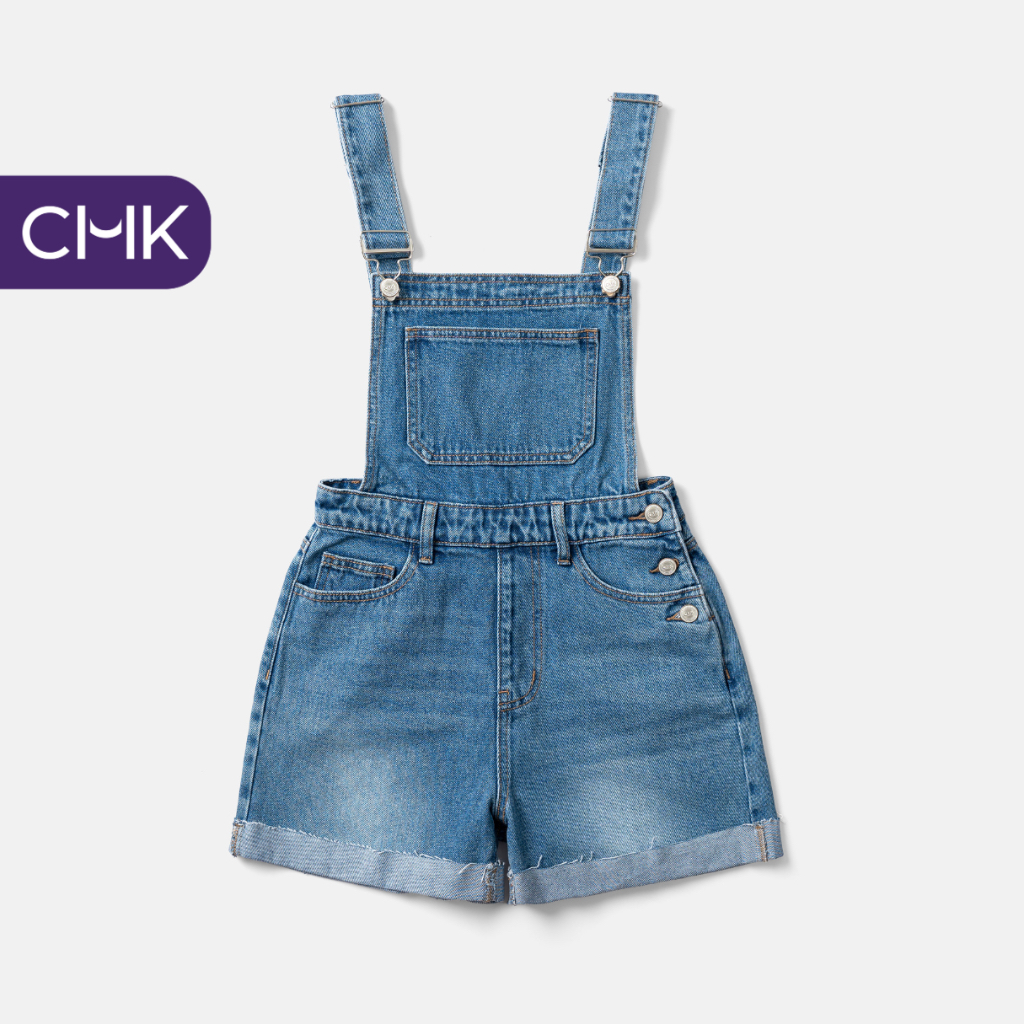 Yếm quần CHICMONKI xắn lai màu ĐẬM - DENIM SHORTALLS CMJ1386